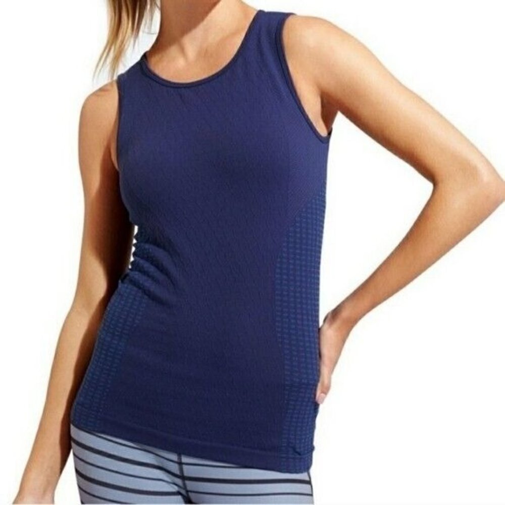Athleta Honeycomb Textured Sequence Seamless‎ Tank Stretch Small Blue Active